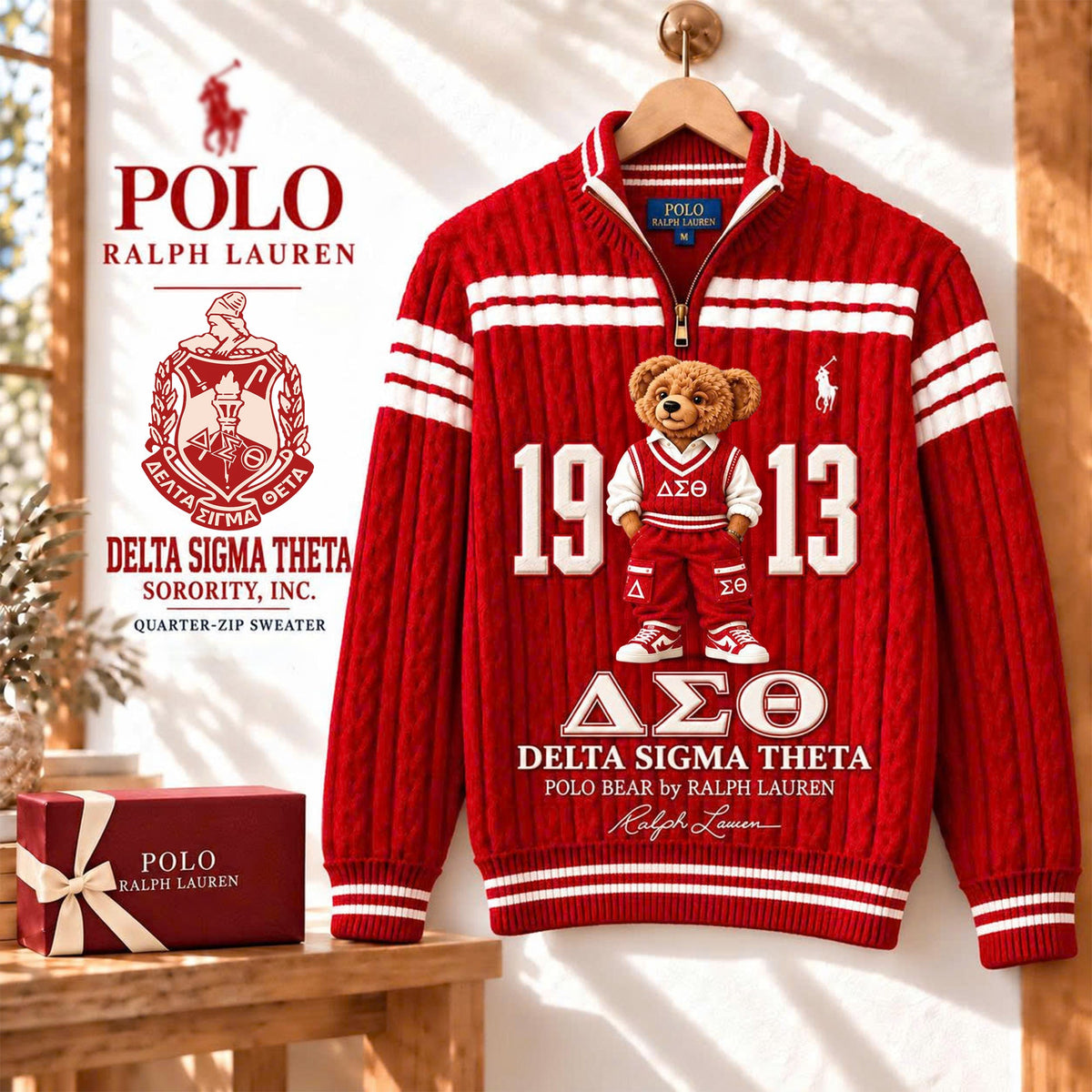 Premium Varsity Cable-Knit Quarter-Zip Sweater ALK YPT DST 3010262