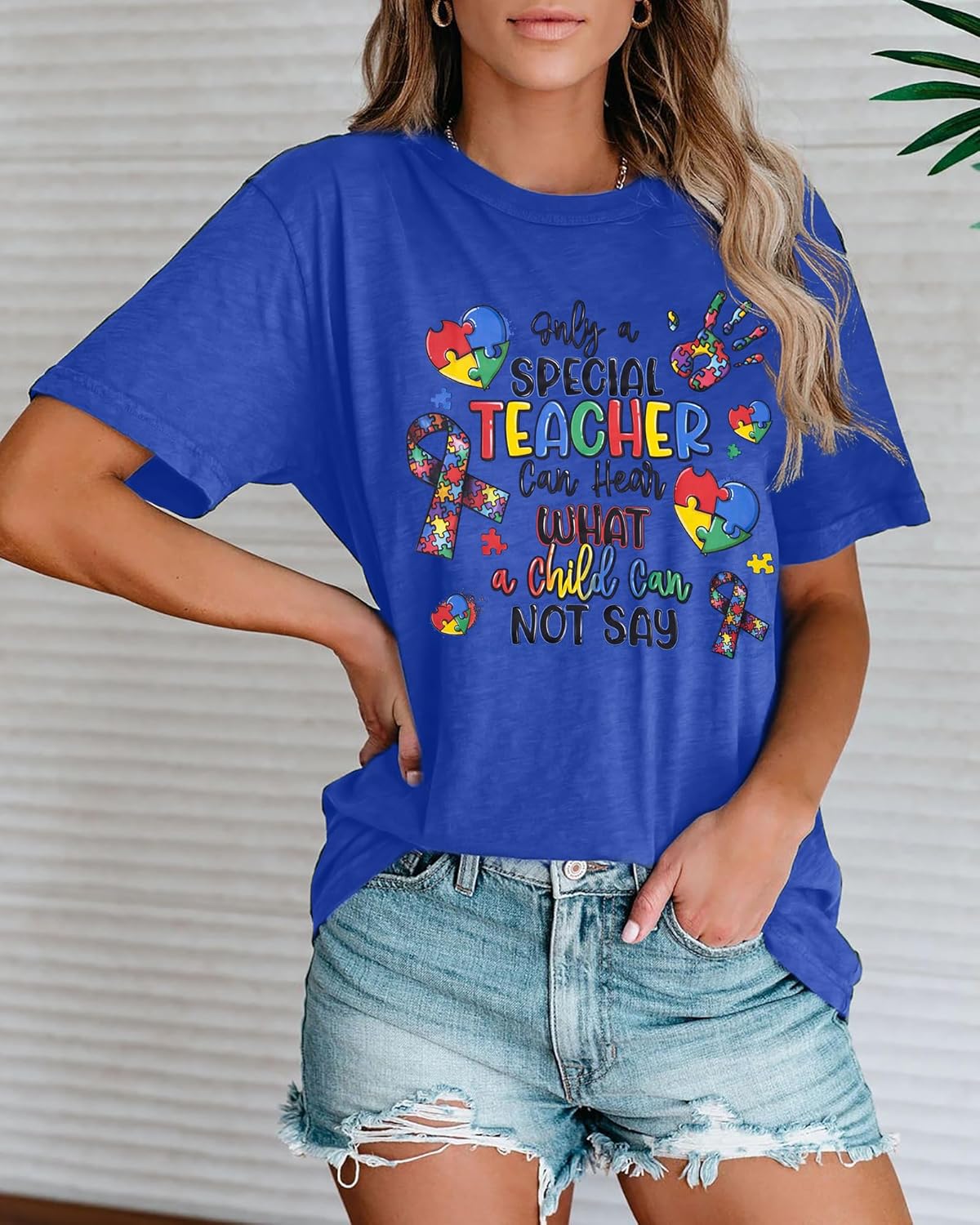 Autism Teacher Shirts for Women Autism Awareness T Shirt Special Education Teacher Short Sleeve Shirt Autism Support Tees Top