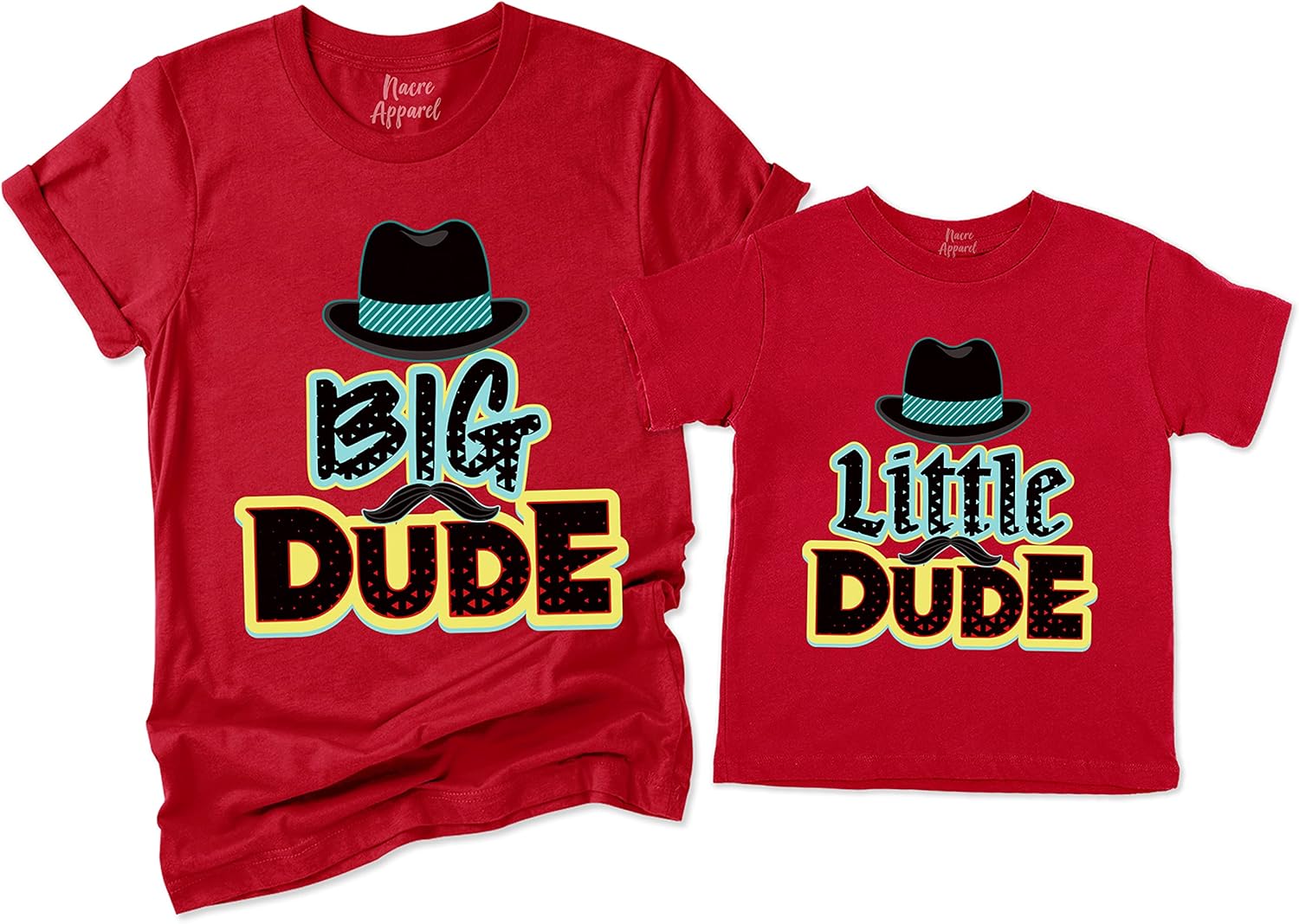 NACRE APPAREL Big Dude Little Dude Matching Dad and Me Best Friend Father's Day Father and Son