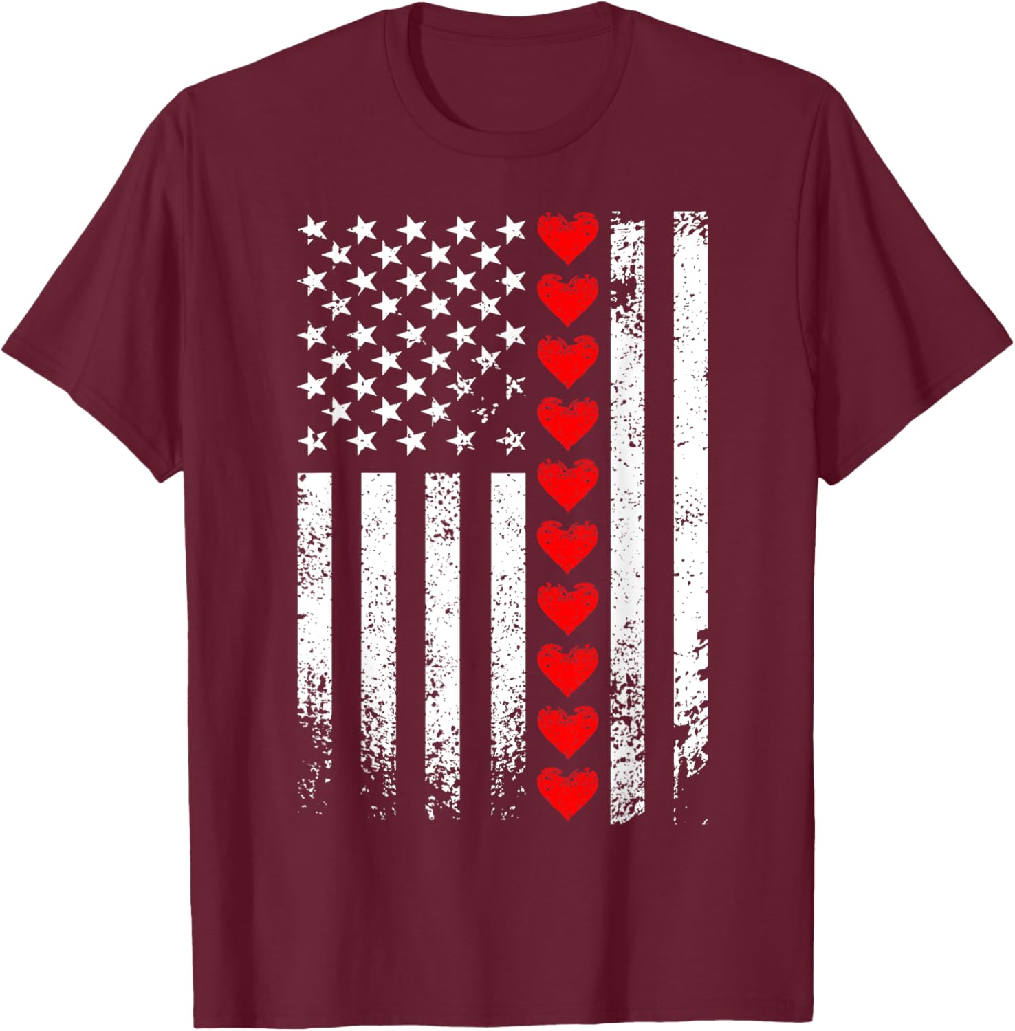 Vintage Valentines Day American Flag Hearts Mens Boys Kids