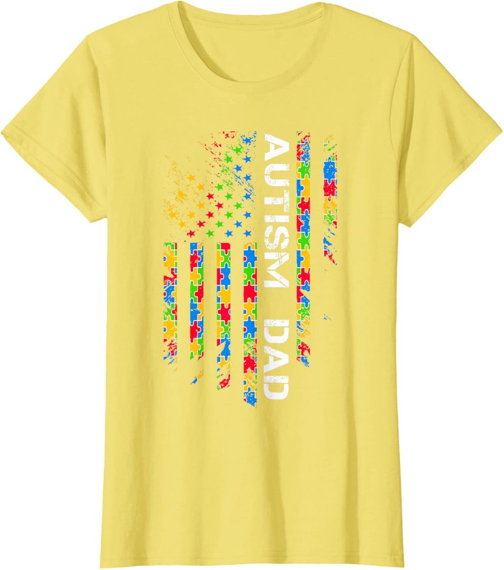 Autism Dad Awareness American Flag USA