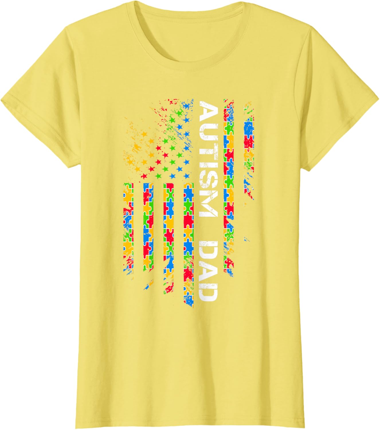 Autism Dad Awareness American Flag USA