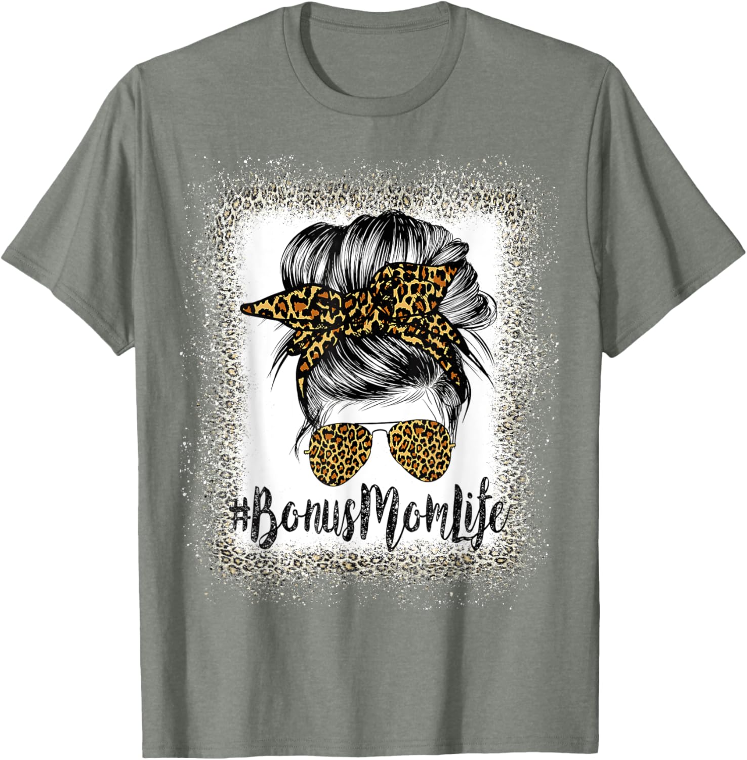 Bonus Mom Life Hair Bandana Glasses Leopard Mother's Day T