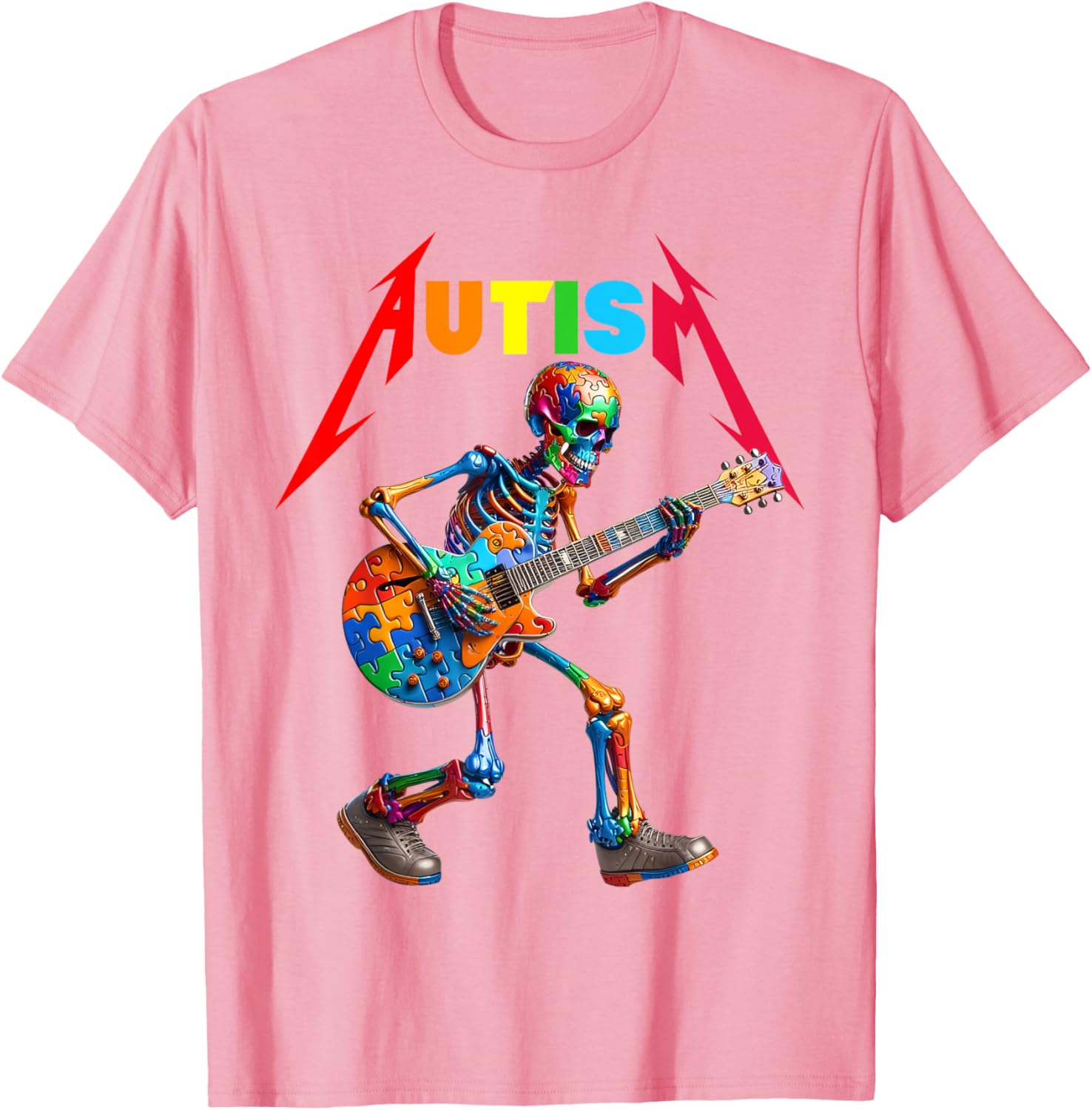 Autism Skeleton Guitar Rock Puzzle Music Autism Awareness