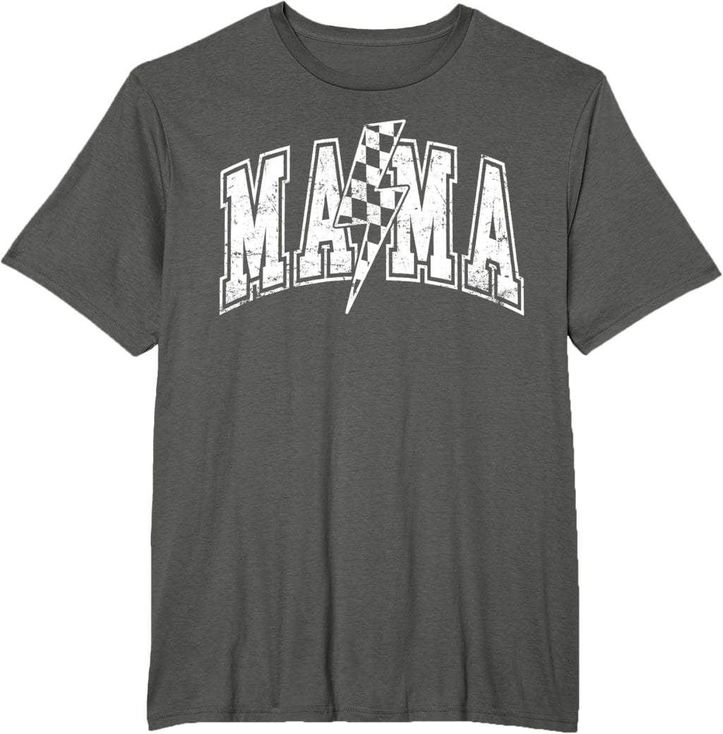 Mama Lightning Bolt Checkered Varsity Mom Women Mother's Day Mother Shirt
