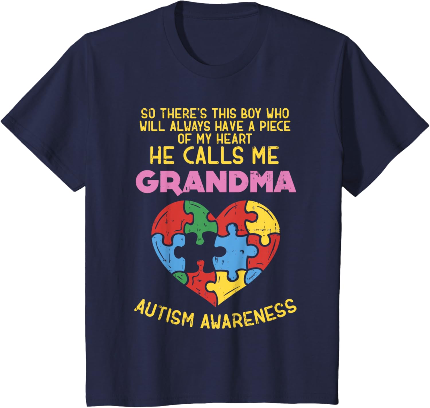 Grandma Autism Awareness Shirt Austistic Boy Piece My Heart