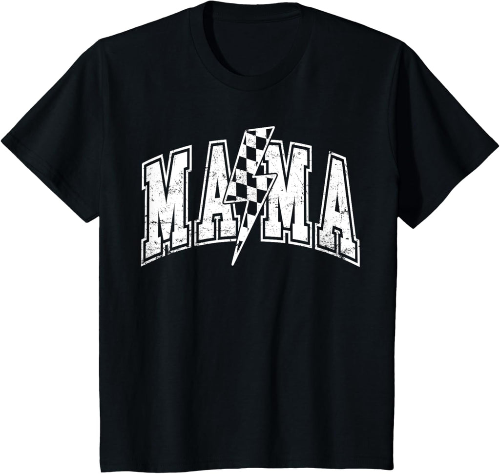 Mama Lightning Bolt Checkered Varsity Mom Women Mother's Day Mother Shirt