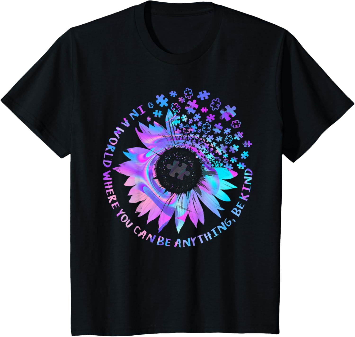 Be Kind Autism Awareness Kindness Sunflower Tie Dye Puzzle