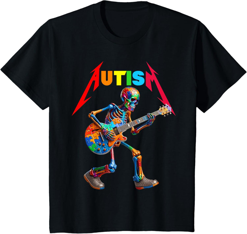 Autism Skeleton Guitar Rock Puzzle Music Autism Awareness