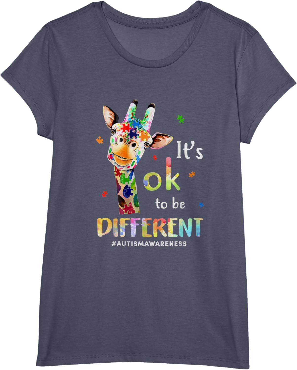 Autism Awareness Cute Giraffe Animal Its Ok To Be Different