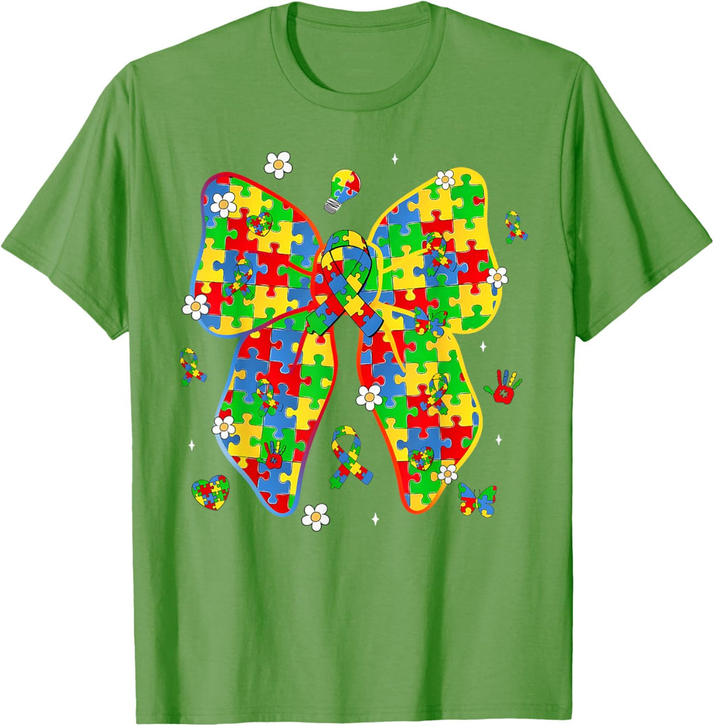 Autism Awareness Coquette Bow Puzzle Bow Women Kids Girl Boy