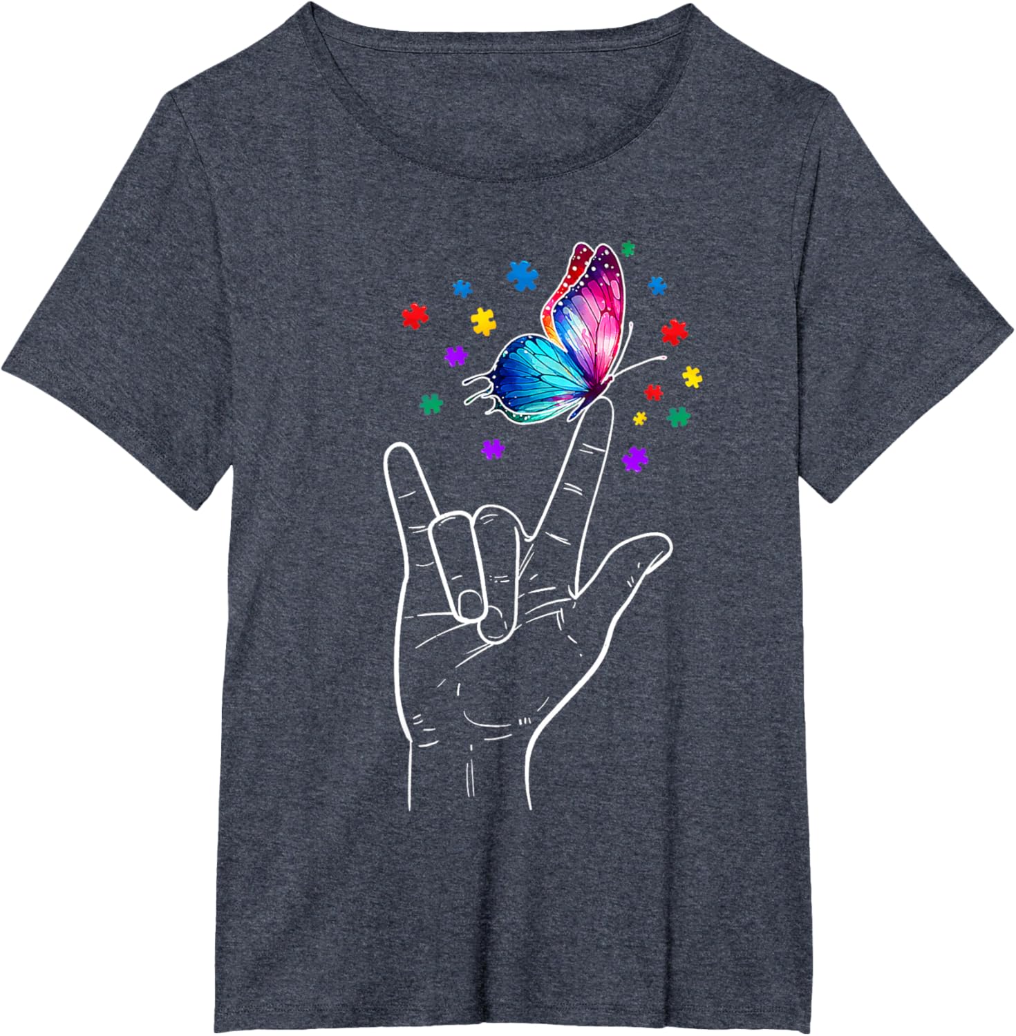 I Love You Hand Sign Language Butterfly Autism Awareness