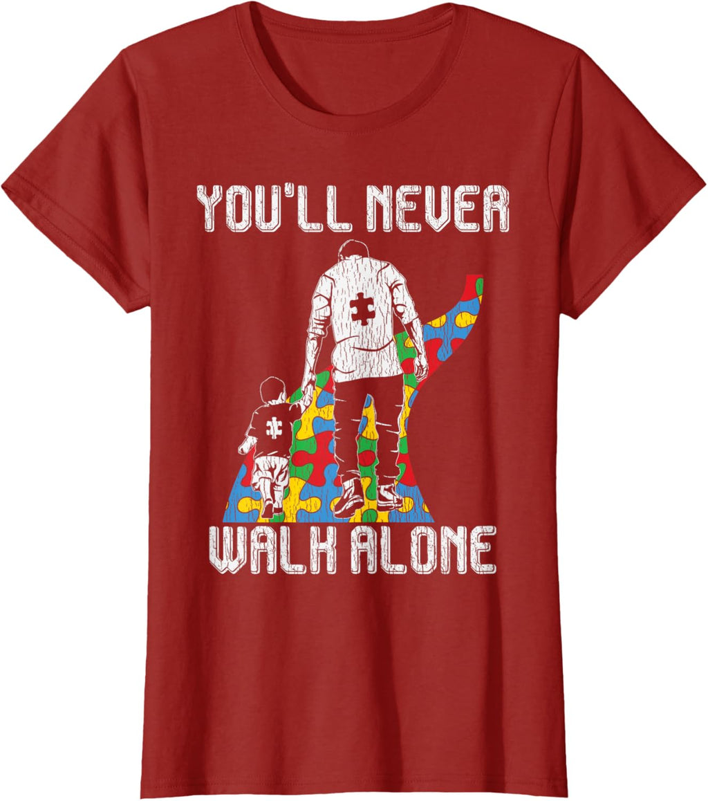 Vintage Father Son Family Autistic Kids Autism Awareness Dad
