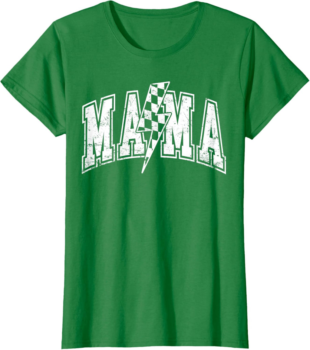 Mama Lightning Bolt Checkered Varsity Mom Women Mother's Day Mother Shirt