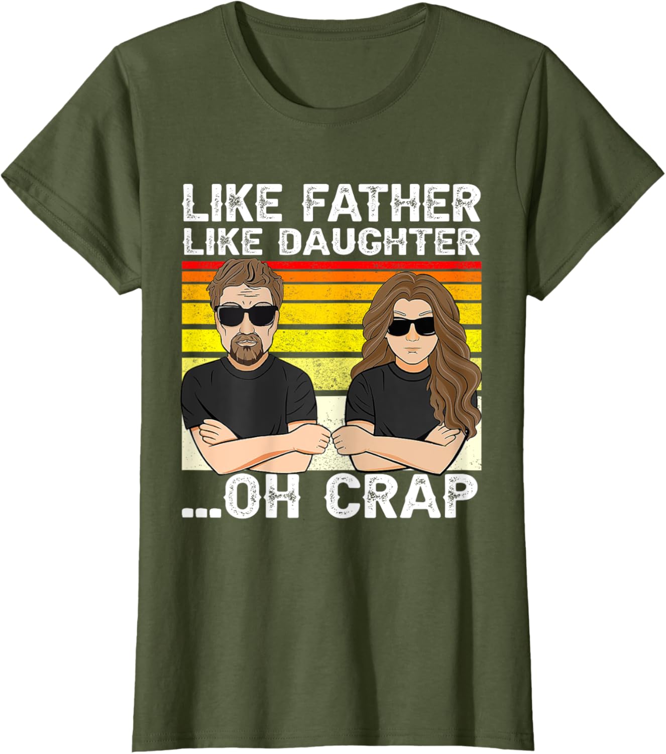 Vintage Retro Dad and Daughter Family Matching Tee - Like Father Like Daughter Oh Crap - Funny Fathers Day T-Shirt - Black - Women's - Small - Short Sleeve - Cotton 100%
