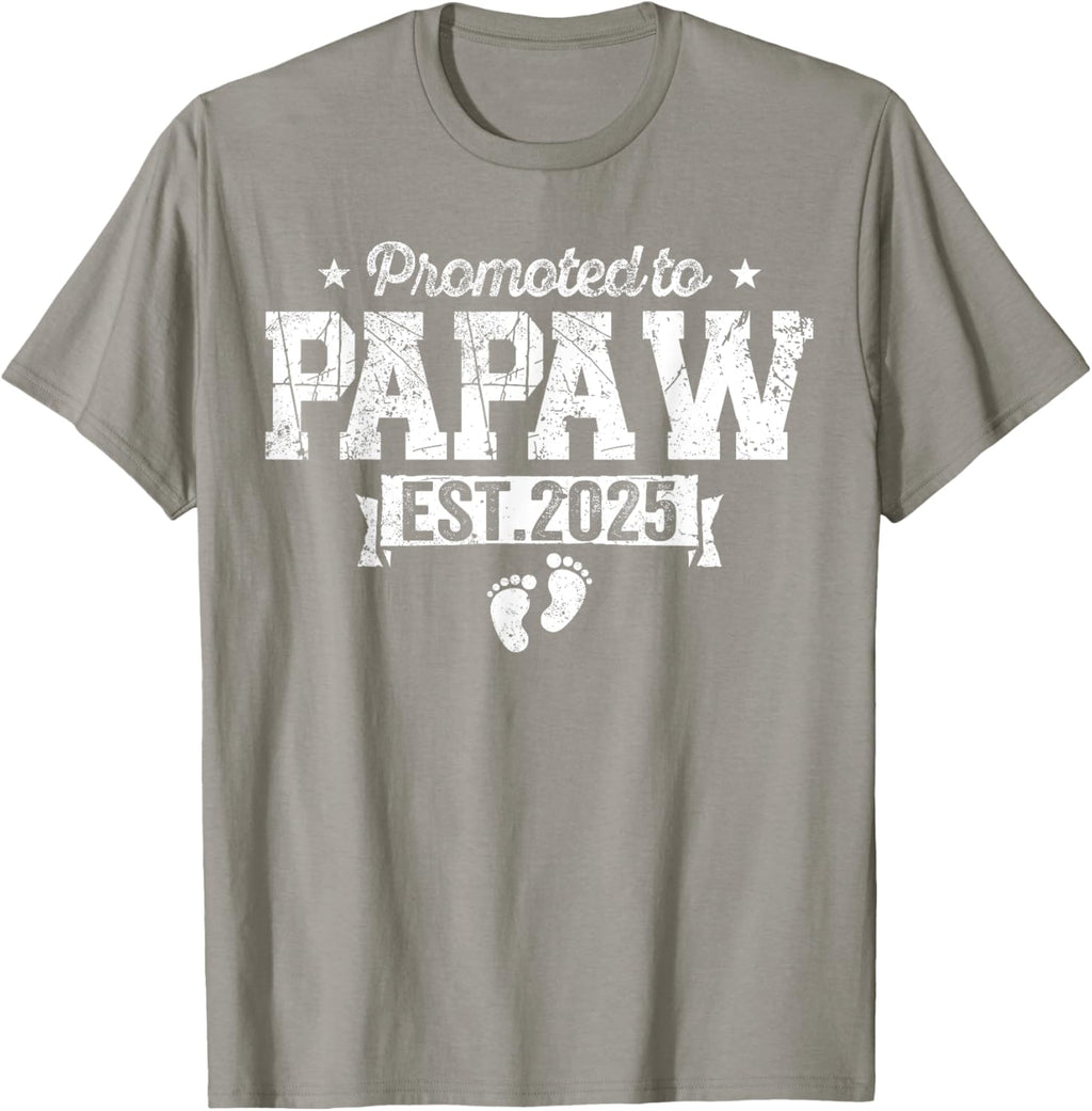 Retro Promoted To Papaw 2025 New Papaw First Father's Day T-Shirt, Small, Black