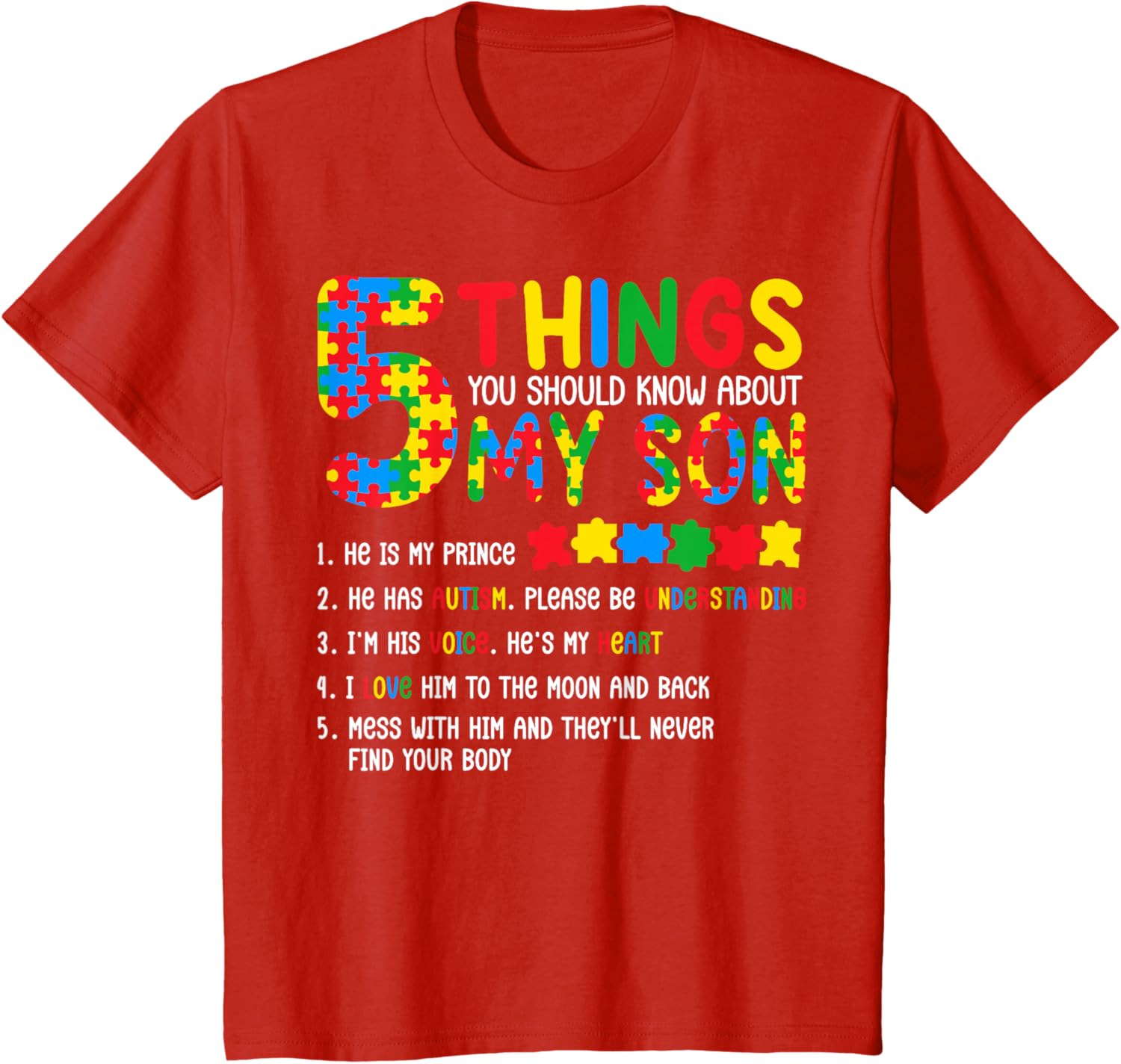 Autism Awareness Shirt 5 Things You Should Know About My Son