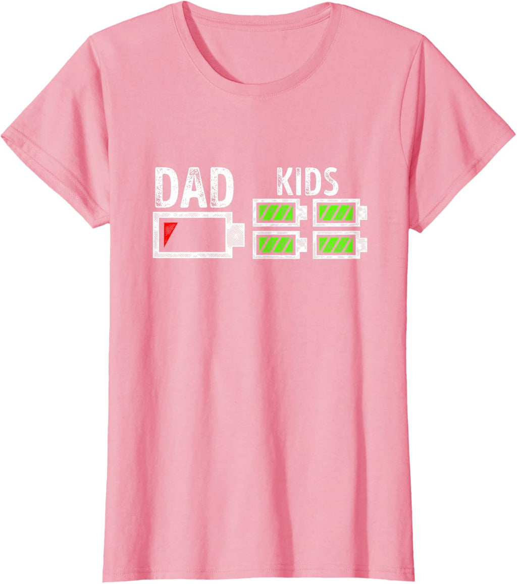 Dad of Four Low Battery Funny Father of 4 Kids Dad