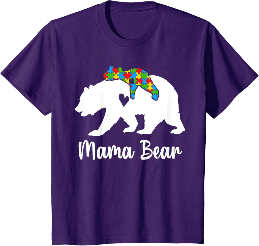 Mama Bear Love Support Autism Awareness Bear Family