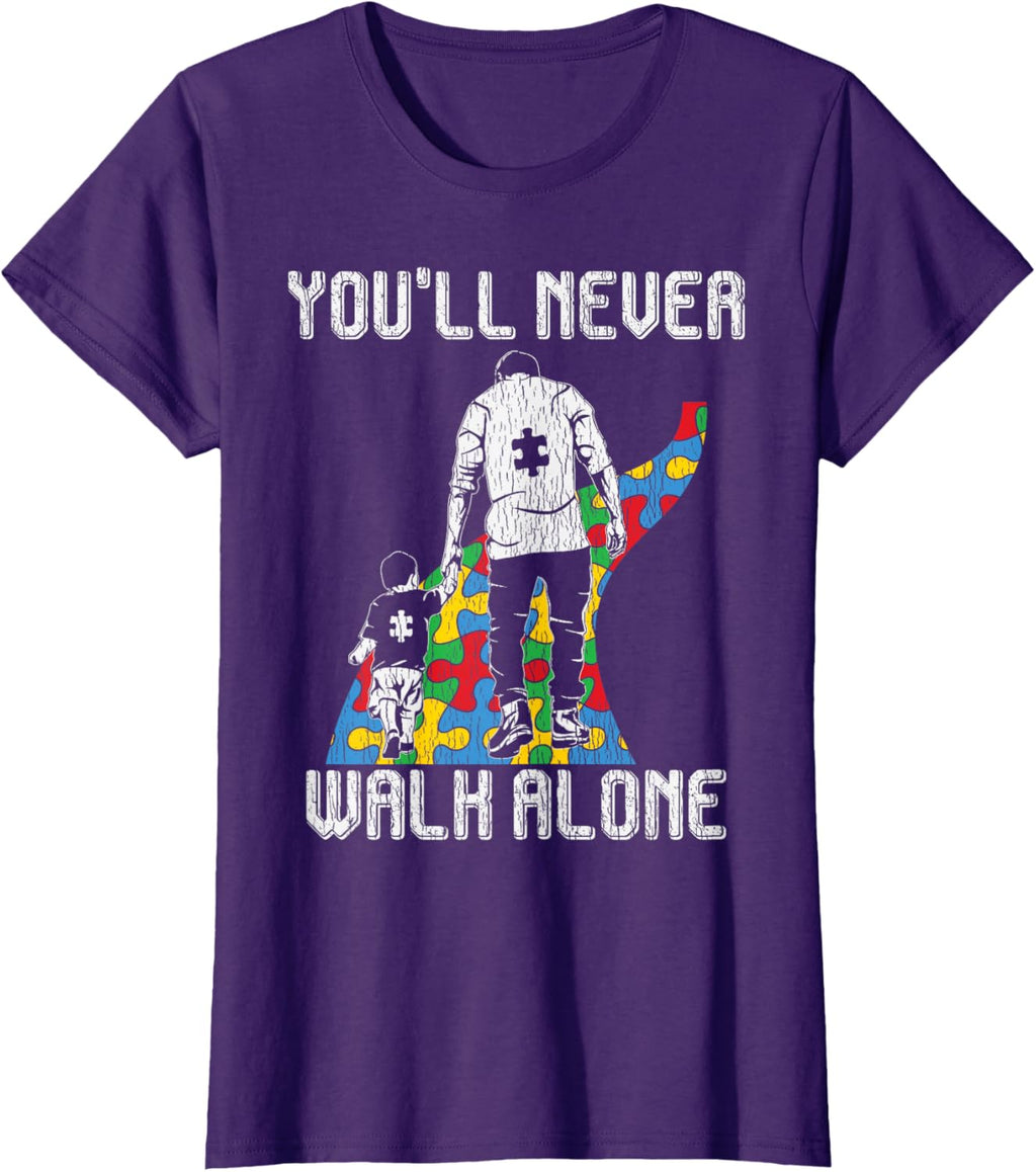 Vintage Father Son Family Autistic Kids Autism Awareness Dad