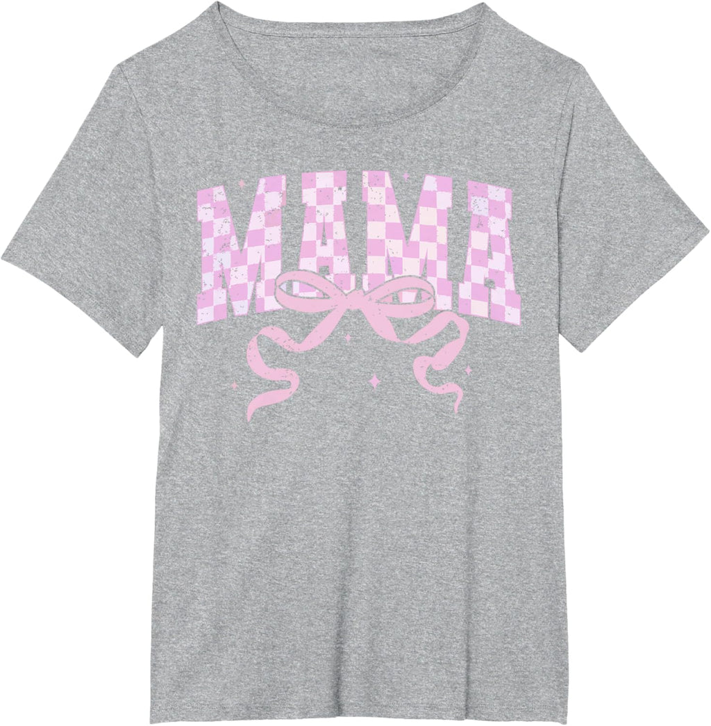 Retro Checkered Mama Coquette Mother's Day Pink Bow