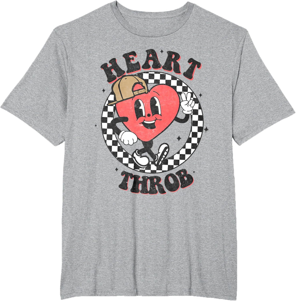 Retro Heart Throb Checkered Kid Preschool Boy Valentines Day