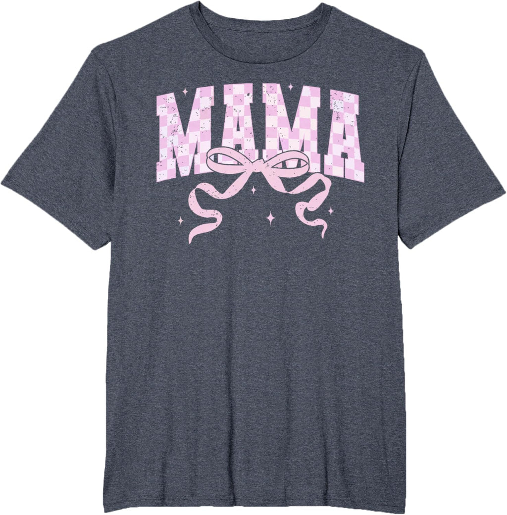 Retro Checkered Mama Coquette Mother's Day Pink Bow