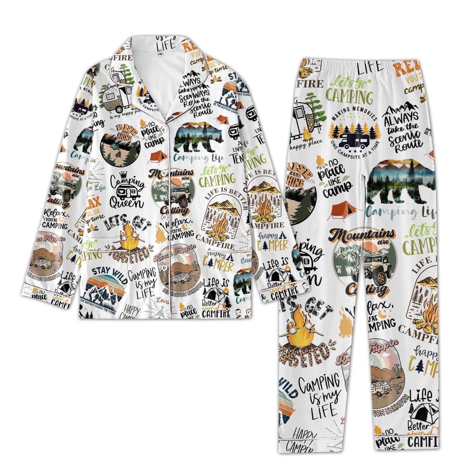 Personalized Women's Pajama Set, Gift For Camping Lovers